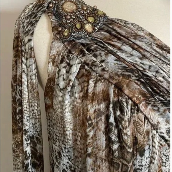 Eliza J Womens Animal Print Drape Shoulder Maxi Dress Size 14